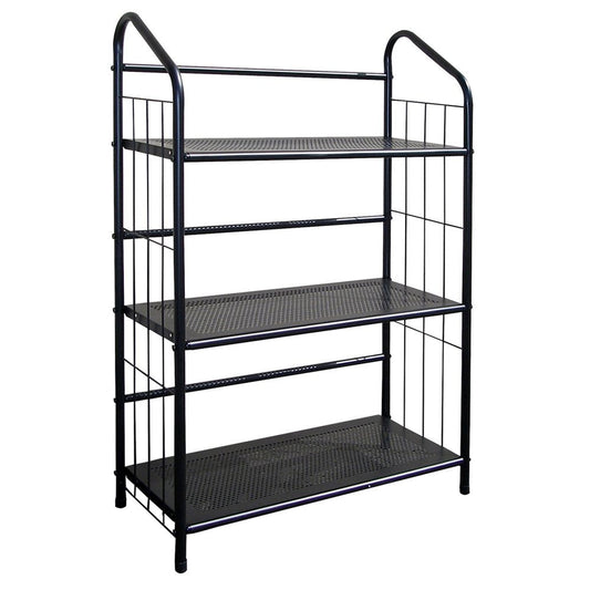 37" Black Metal Three Tier Bookcase