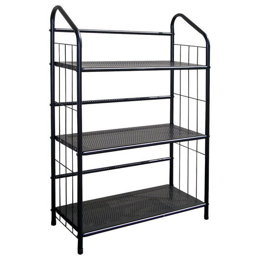 37" Black Metal Three Tier Bookcase