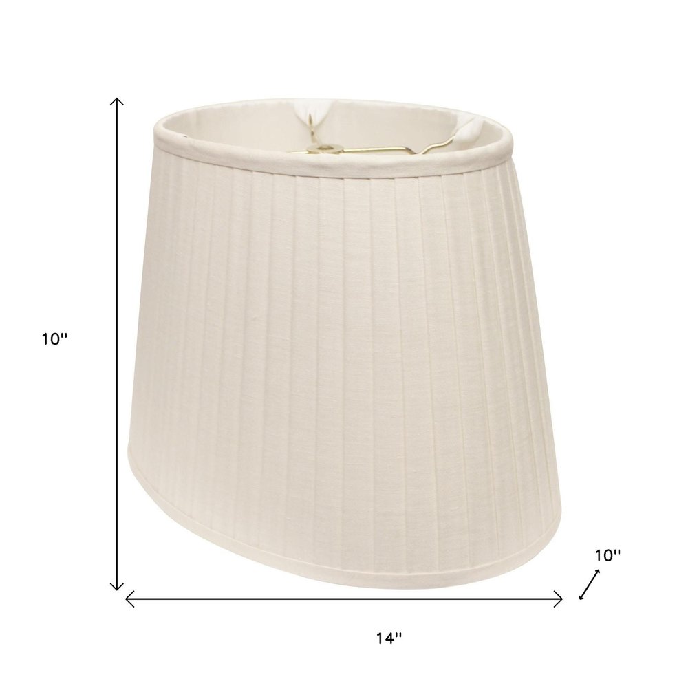 White Linen Pleated Oval Lamp Shade HomeRoots