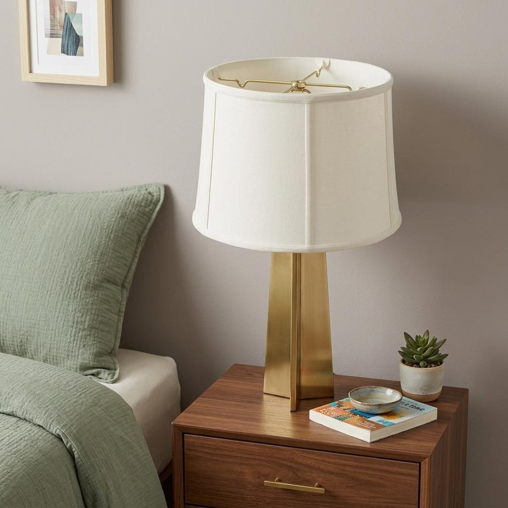 White Linen Drum Lamp Shade HomeRoots