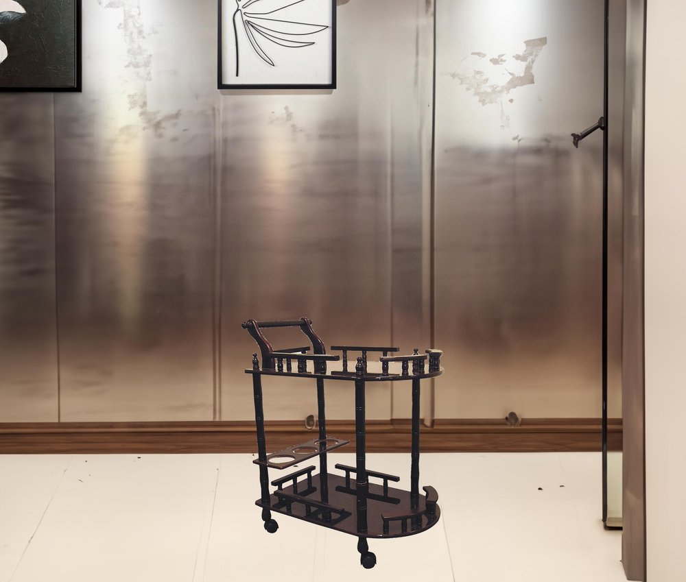 24" Dark Brown Rolling Bar Cart HomeRoots