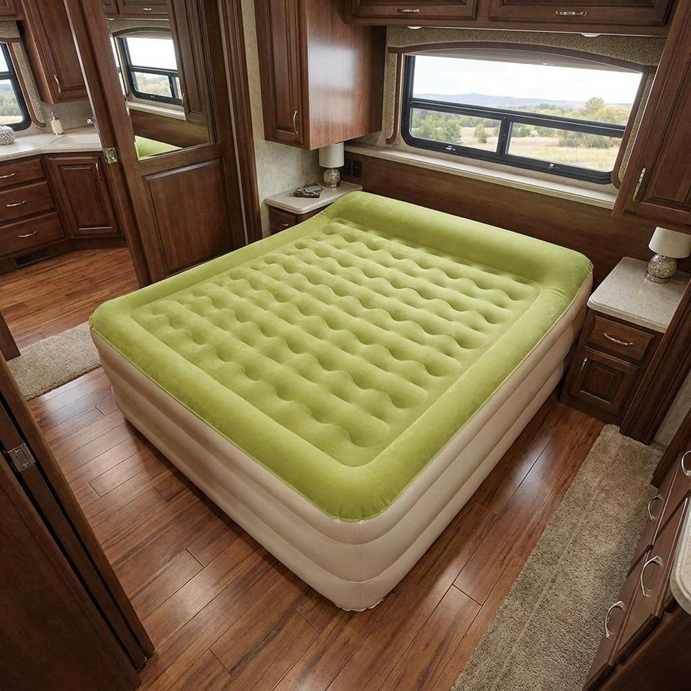 Raised Head Moss Green Inflatable Queen Size Bed Mattress HomeRoots