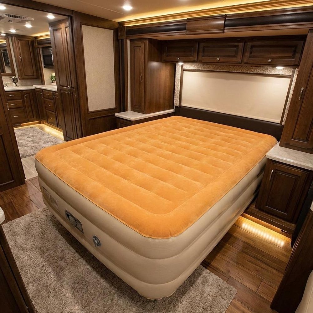 Dreamy Golden Inflatable Queen Size Air Mattress HomeRoots