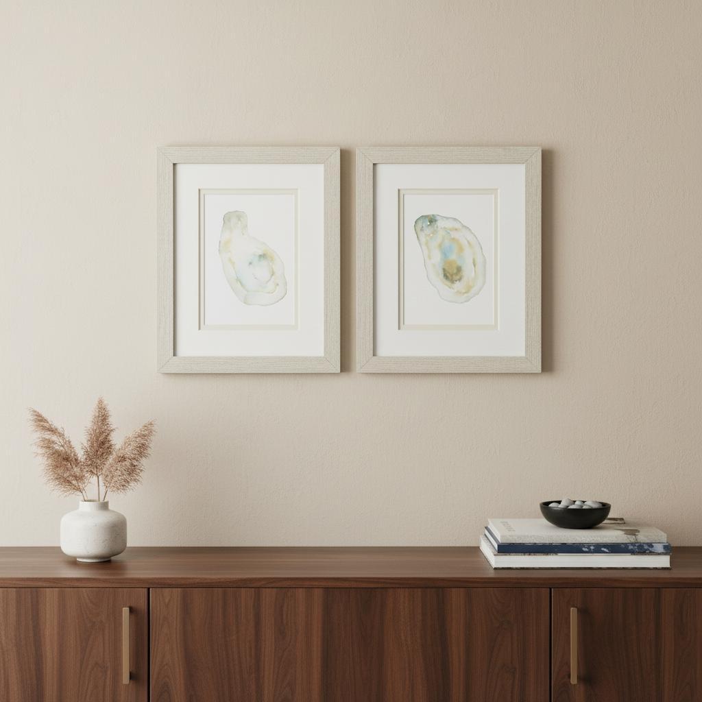 Set Of Two Oyster Brown Framed Wall Art HomeRoots