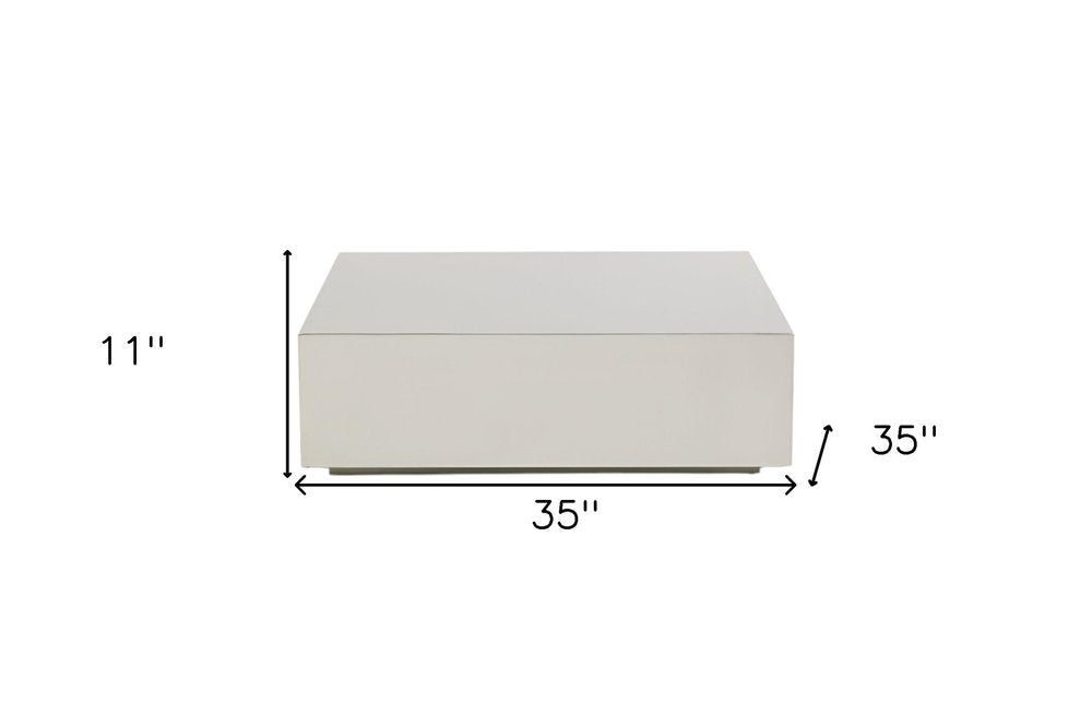 35" Silver Stainless Steel Square Solid Coffee Table HomeRoots