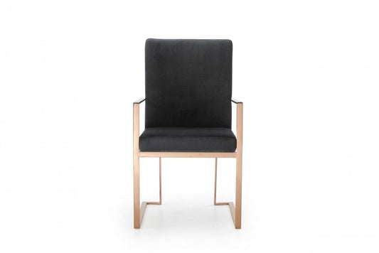 Black and Gold Upholstered Fabric Dining Arm Chair HomeRoots