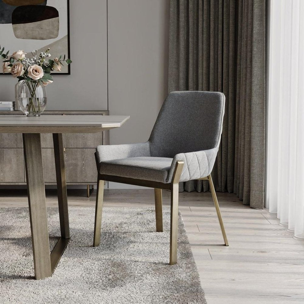 Gray Antique Brass Dining Chair HomeRoots