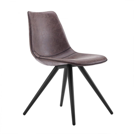 Set of Two Brown and Black Upholstered Faux Leather Dining Side Chairs HomeRoots