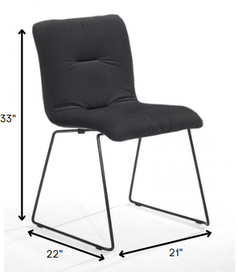 Set of Two Gray and Black Upholstered Fabric Dining Side Chairs HomeRoots