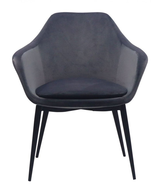 Gray and Black Upholstered Velvet Dining Arm Chair HomeRoots
