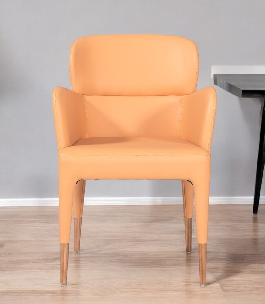 Peach Upholstered Fabric Dining Arm Chair HomeRoots