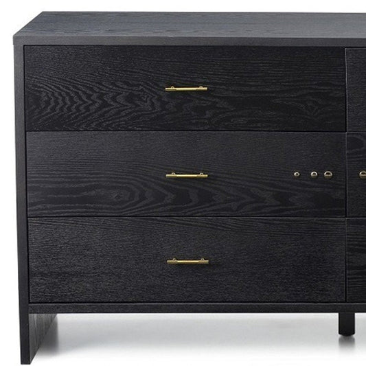 59" Gray Wood Six Drawer Double Dresser