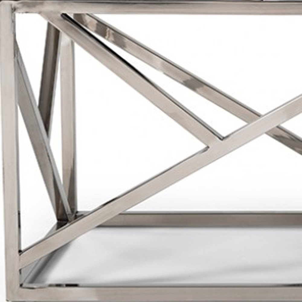 48" White and Silver Tufted Faux Leather Upholstered Bench HomeRoots