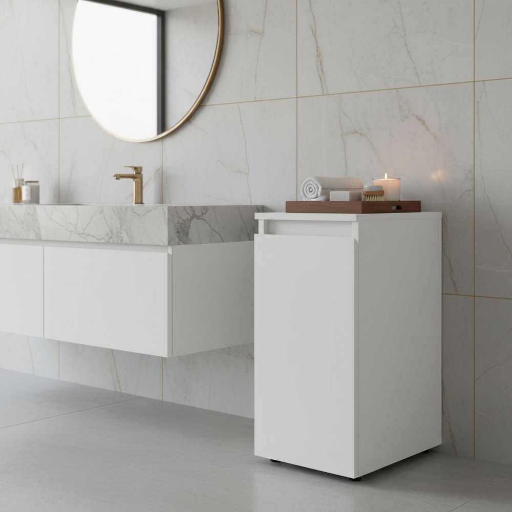 10" White Wood Freestanding Bathroom Vanity HomeRoots