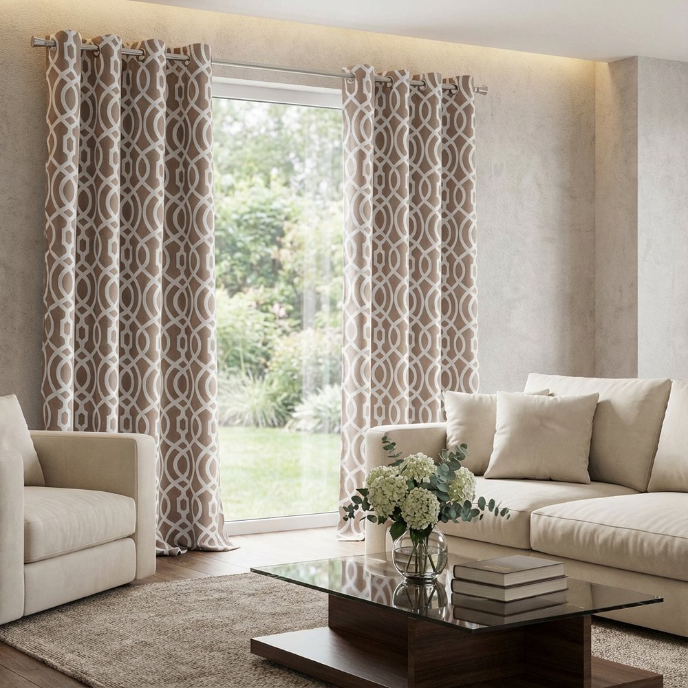 84" Taupe Trellis Black Out Window Curtain Panel HomeRoots