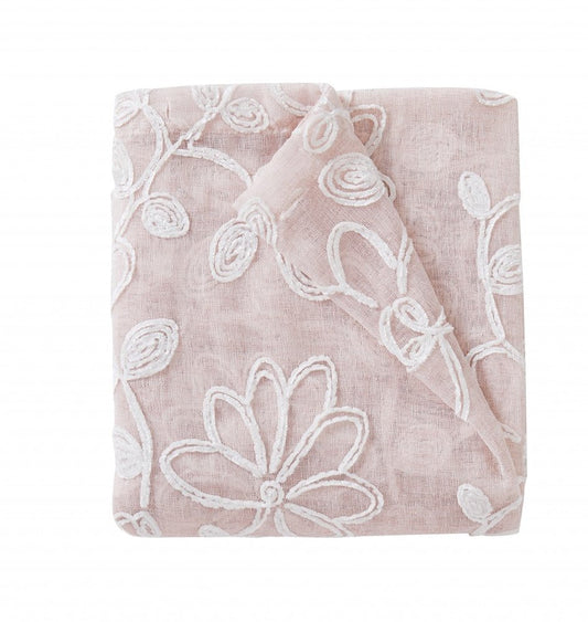 Set of Two 84" Blush Floral Embroidered Window Panels HomeRoots