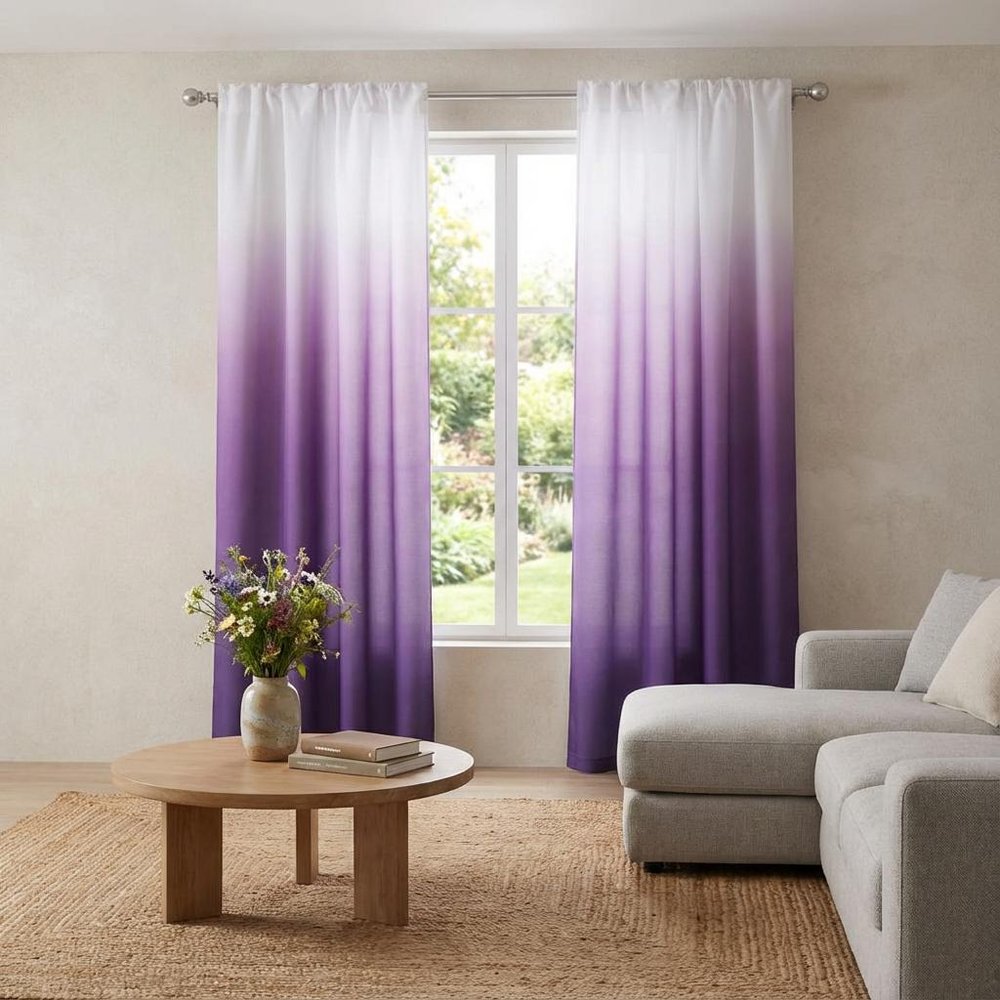 Set of Two 84" Purple Ombre Window Curtain Panels HomeRoots