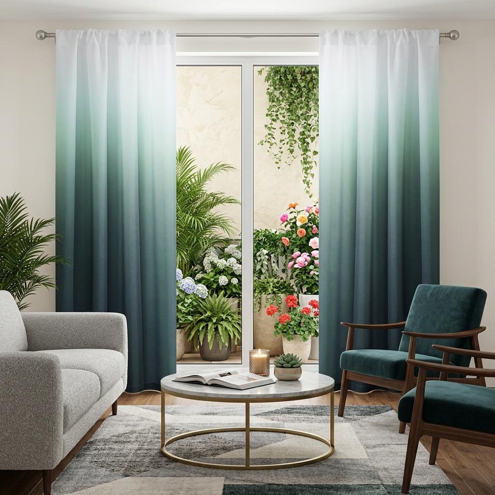 Set of Two 84" Blue Ombre Shades Window Panels HomeRoots