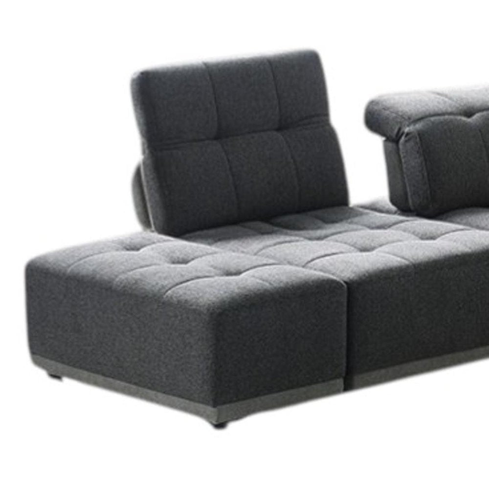 Gray Polyester Modular U Shaped Seven Piece Corner Sectional HomeRoots