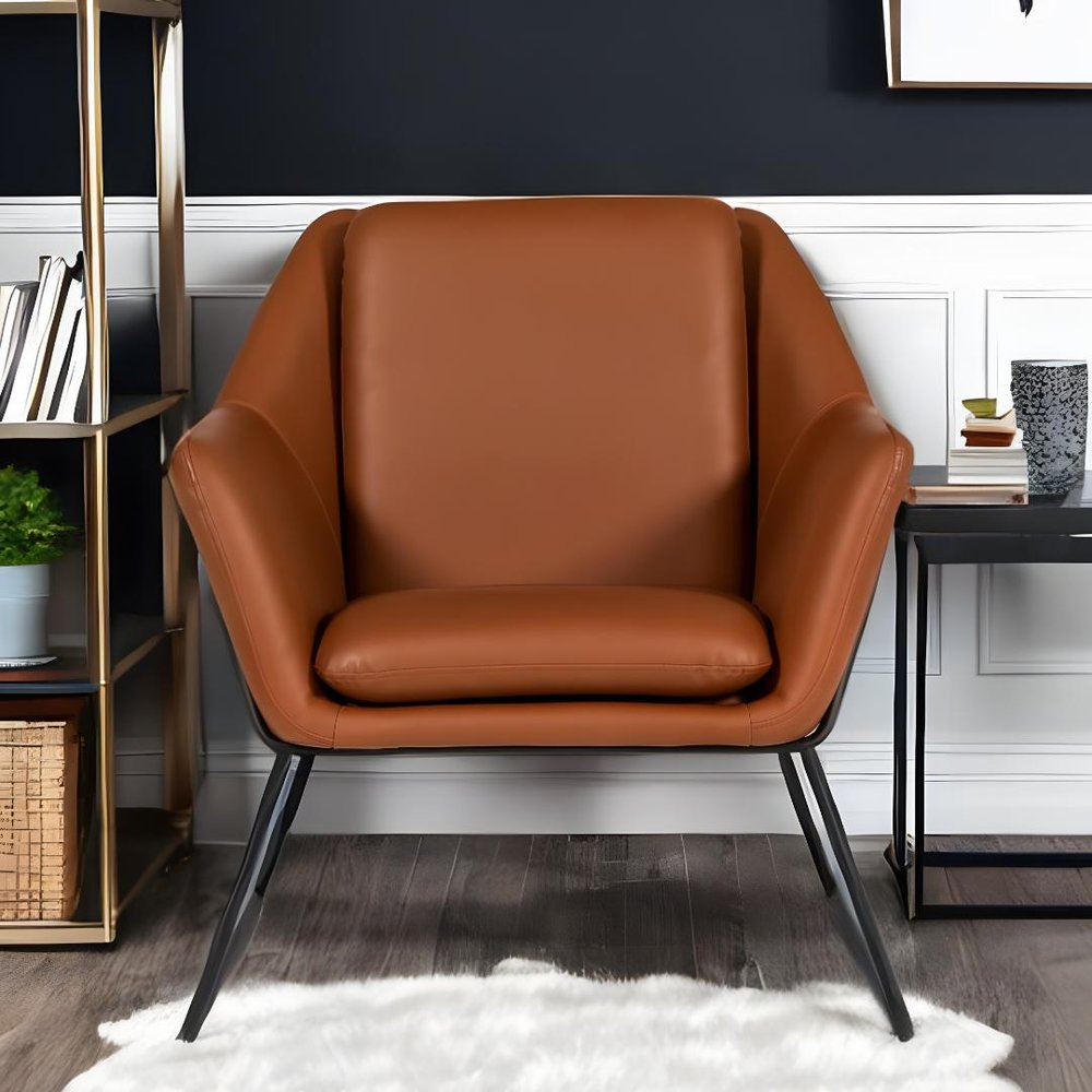 31" Brown And Black Faux Leather Lounge Chair HomeRoots