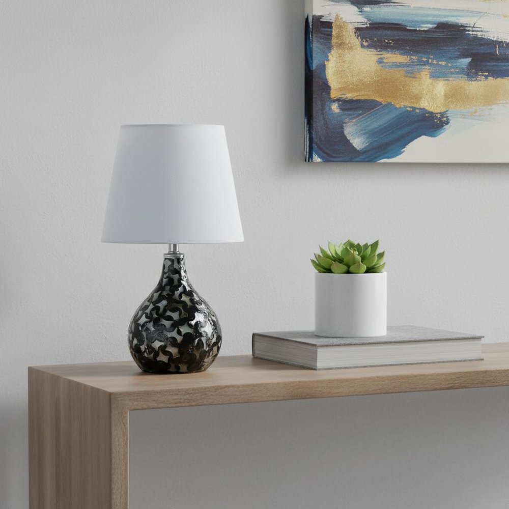 12" Black Table Lamp With White Globe Shade HomeRoots