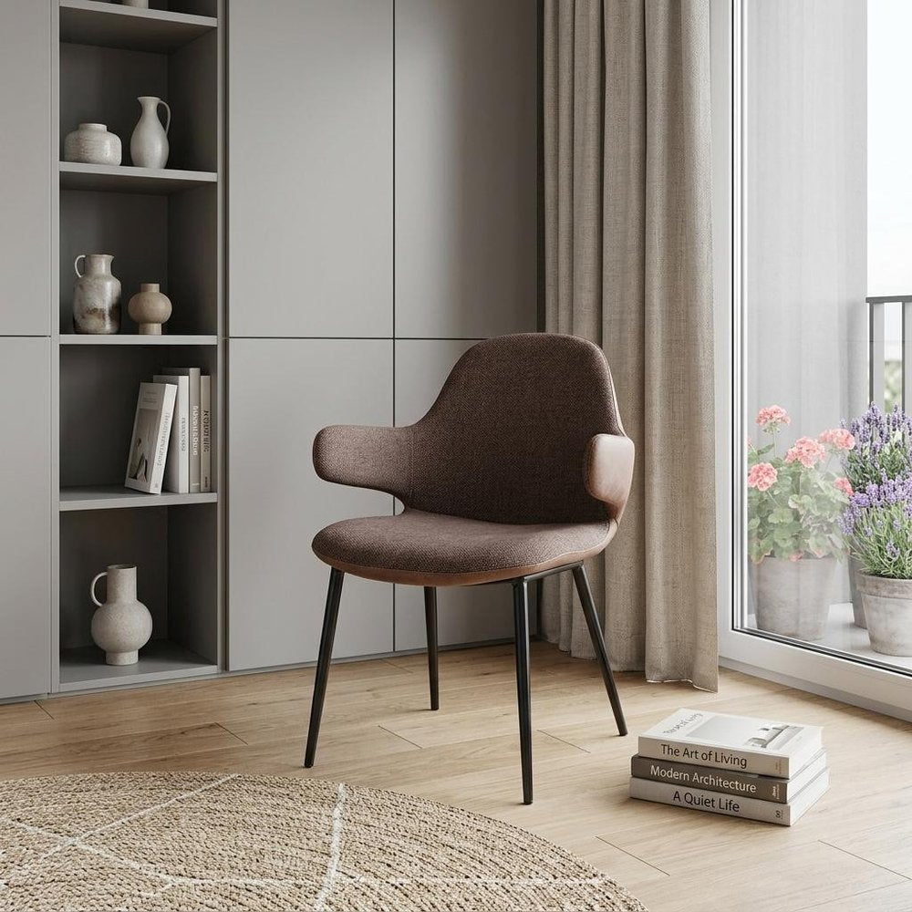 23" Brown And Black Upholstered Arm Chair HomeRoots