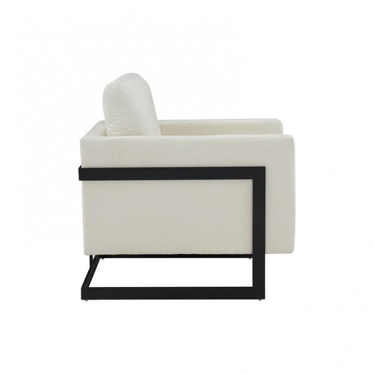 31" Cream And Black Fabric Club Chair HomeRoots