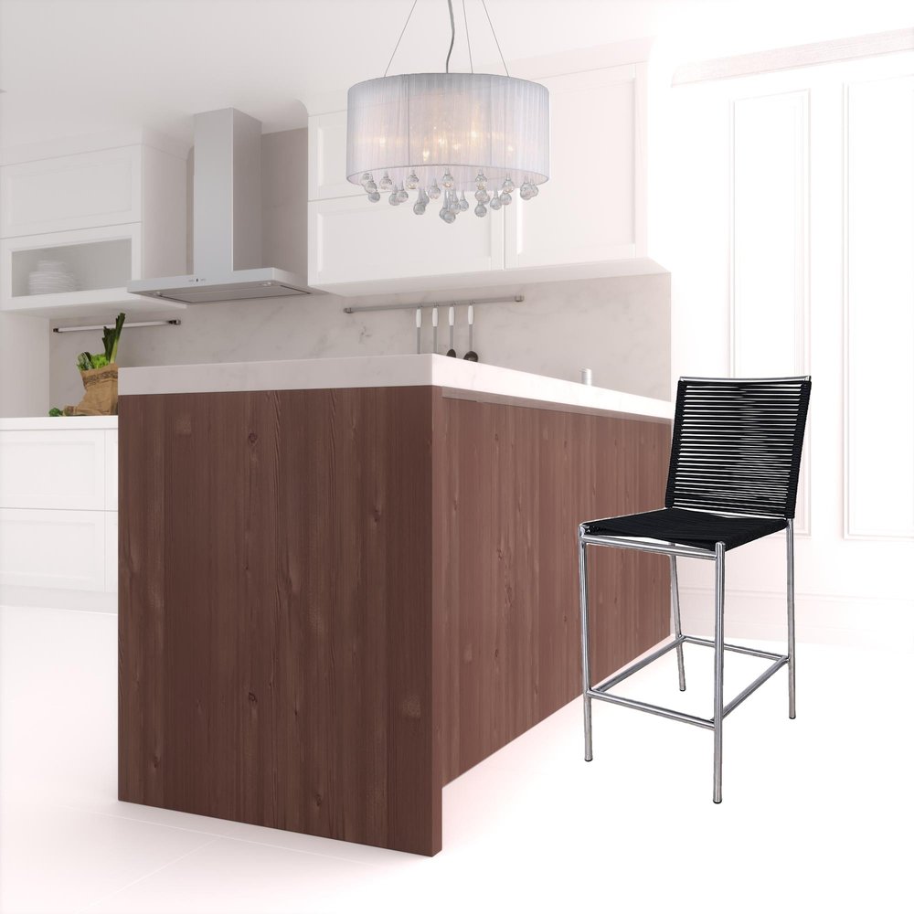 30" Black And Silver Stainless Steel Bar Height Bar Chair HomeRoots