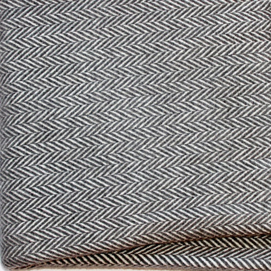 Dark Grey and White Dreamy Soft Herringbone Throw Blanket HomeRoots