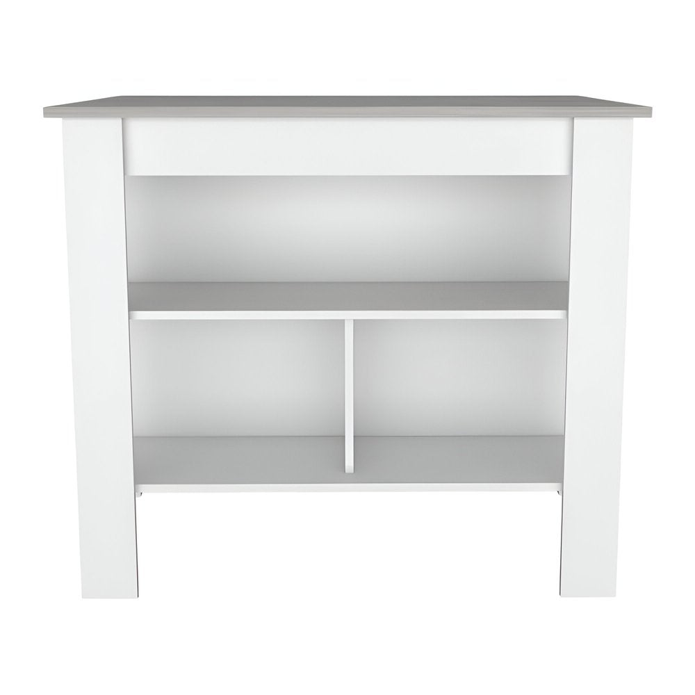 White and Gray 41" Kitchen Island With Storage HomeRoots