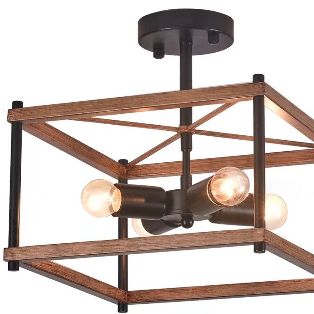Brown And Black Lantern Four Light Metal Chandelier HomeRoots