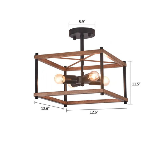 Brown And Black Lantern Four Light Metal Chandelier HomeRoots