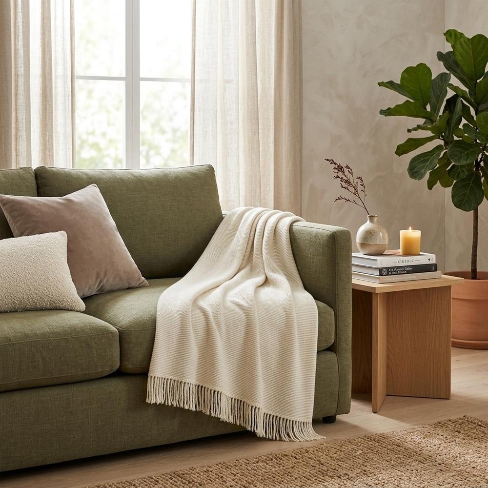 Soft Creamy White Links Pattern Throw Blanket HomeRoots