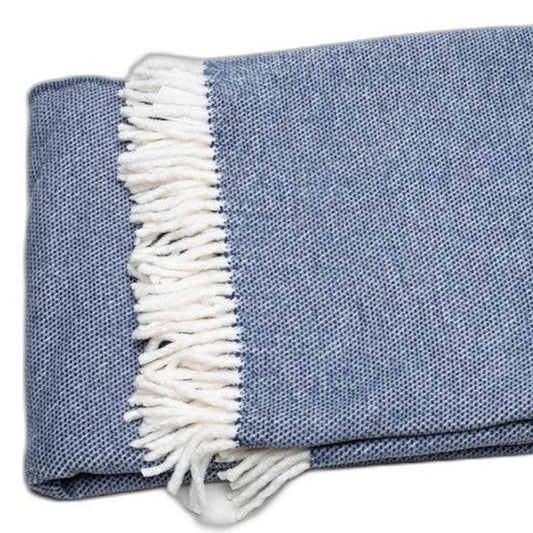 Navy Blue Mini Dot Fringed Throw Blanket HomeRoots