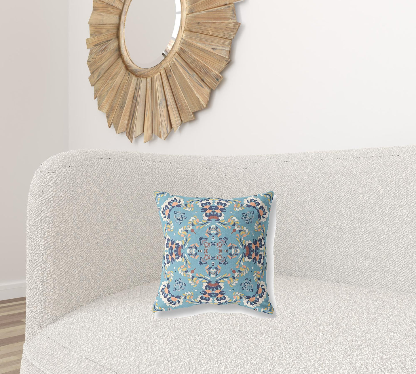 16" X 16" Gray And Blue Zippered Suede Geometric Throw Pillow FurniFindUSA