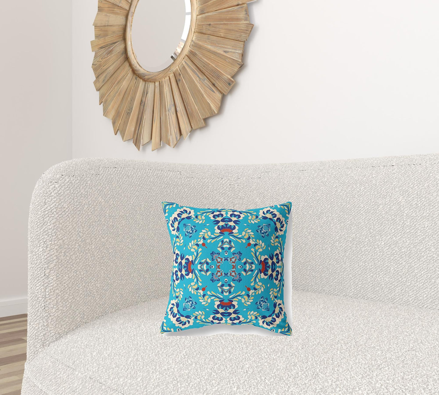 16" X 16" Blue Zippered Suede Geometric Throw Pillow FurniFindUSA