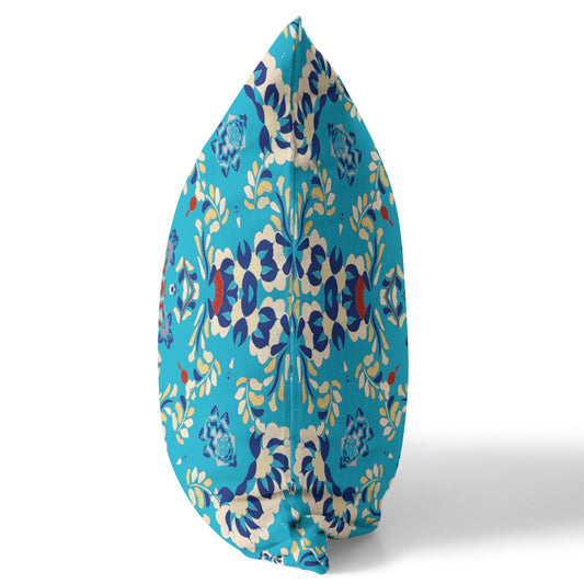 20" X 20" Blue Blown Seam Suede Geometric Throw Pillow FurniFindUSA