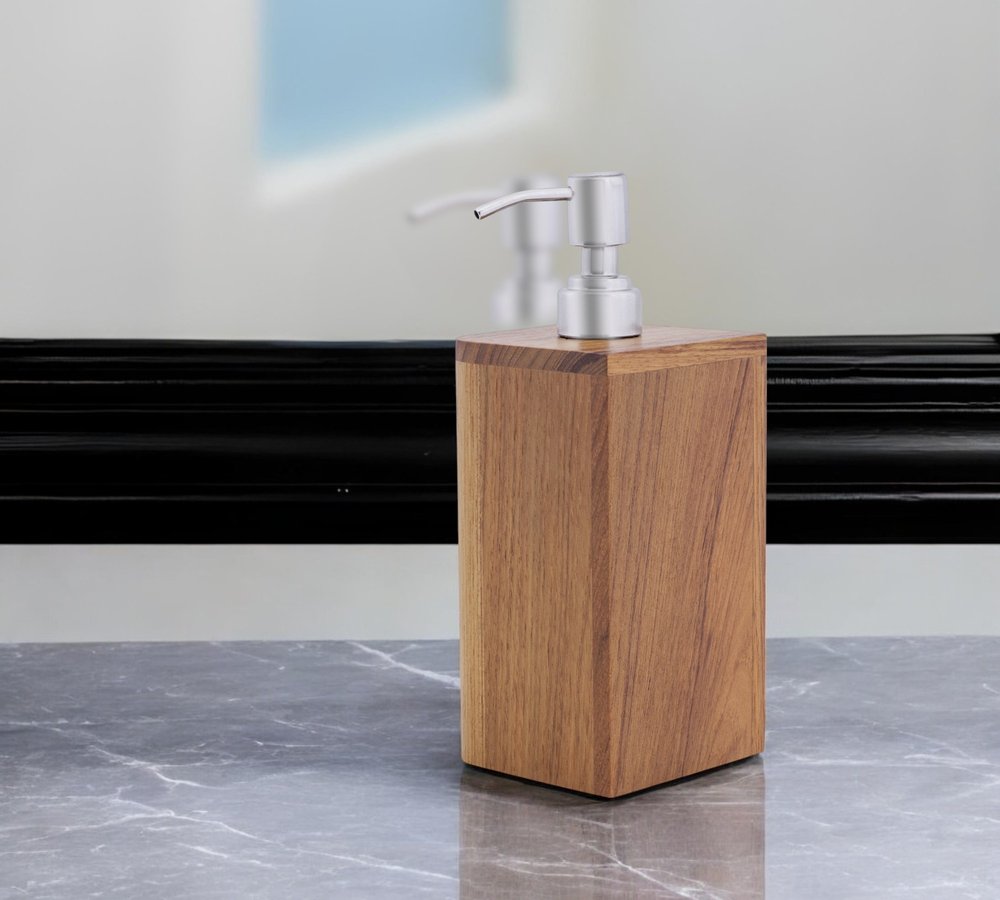 Designer Genuine Teak Soap Dispenser HomeRoots