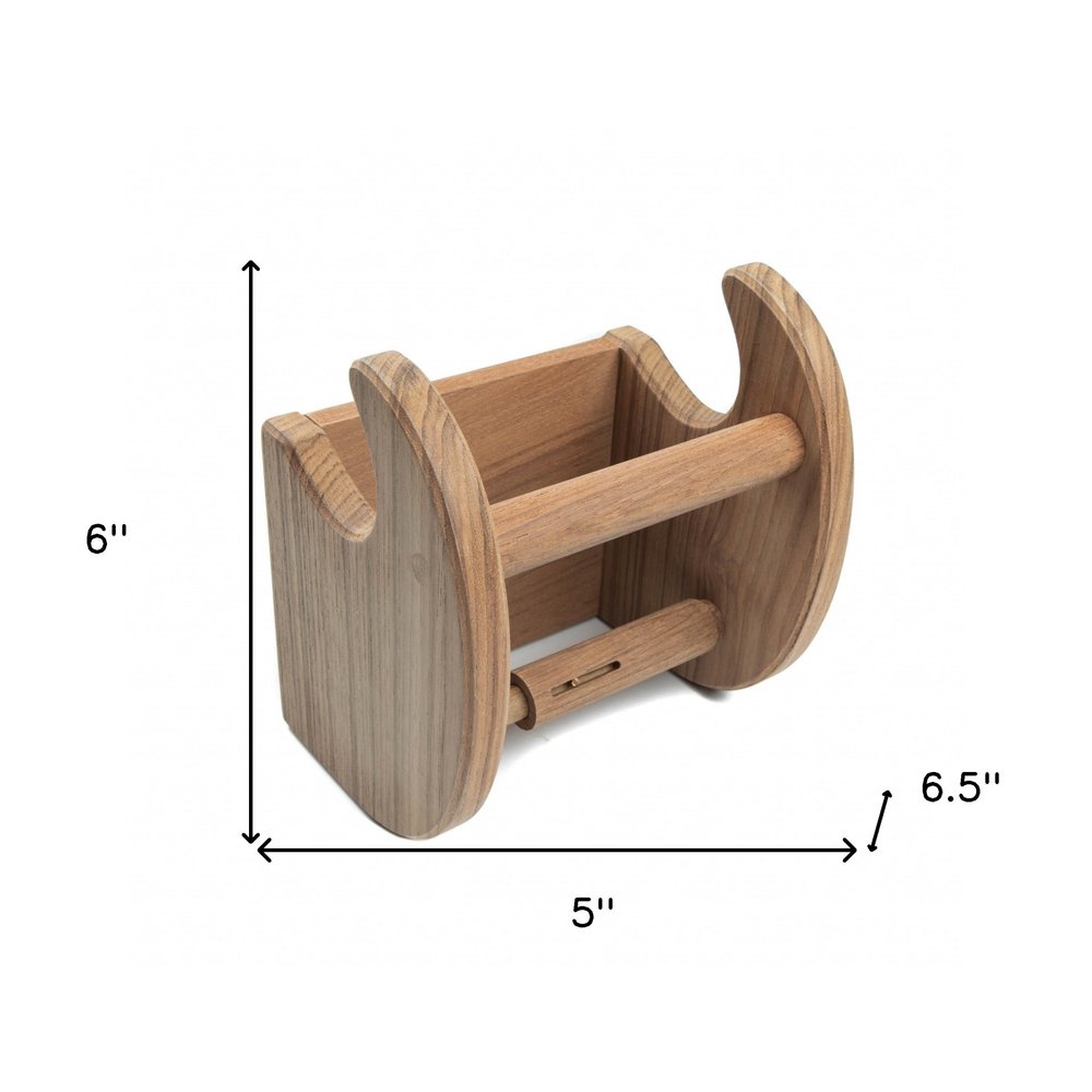 Traditional Solid Teak Magazine and Toilet Paper Holder HomeRoots