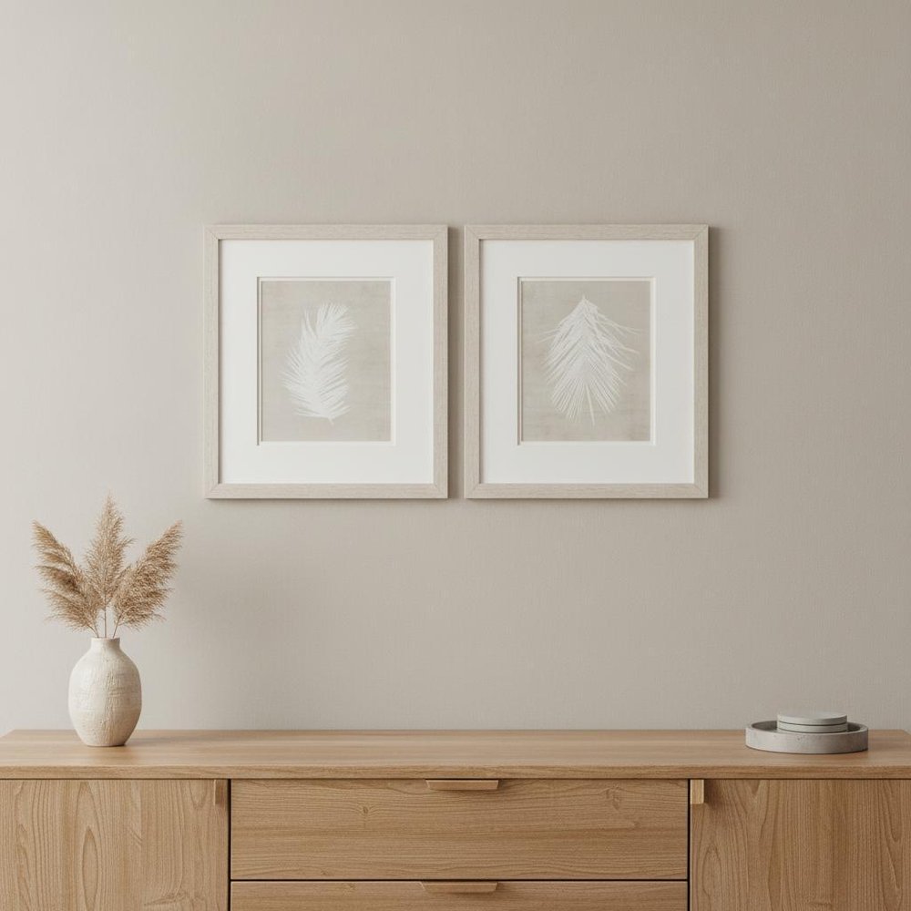 Set Of Two Palm Oasis White Framed Print Wall Art HomeRoots