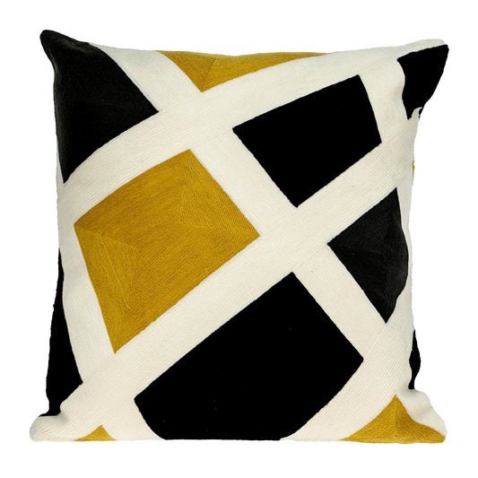 20" Black and Yellow Cotton Throw Pillow 6.0" (L) x 20.0" (W) x 20.0" (H) FurniFindUSA
