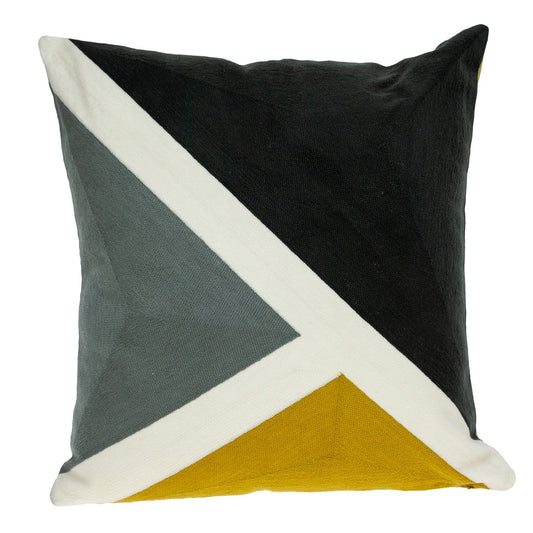 20" Black and Yellow Geometric Cotton Throw Pillow FurniFindUSA
