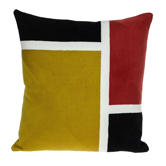 20" Mustard Yellow and Black Cotton Throw Pillow 6.0" (L) x 20.0" (W) x 20.0" (H) FurniFindUSA
