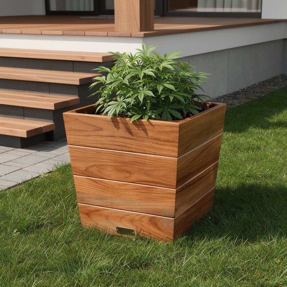 19" Brown Wood Indoor Outdoor Square Planter Box HomeRoots