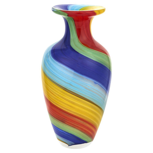 10" Rainbow Abstract Murano Style Glass Table Vase HomeRoots