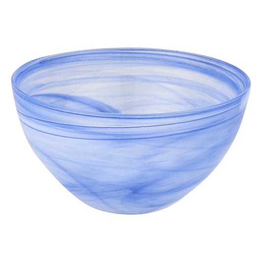 6" Blue And White Alabaster Glass Round Candy or Nut Bowl HomeRoots