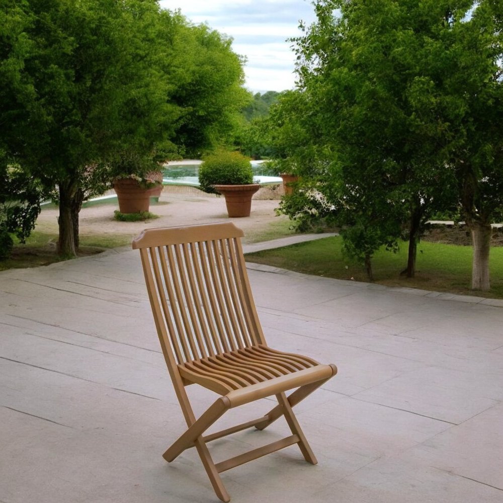 24" Brown Solid Wood Indoor Outdoor Deck Chair HomeRoots