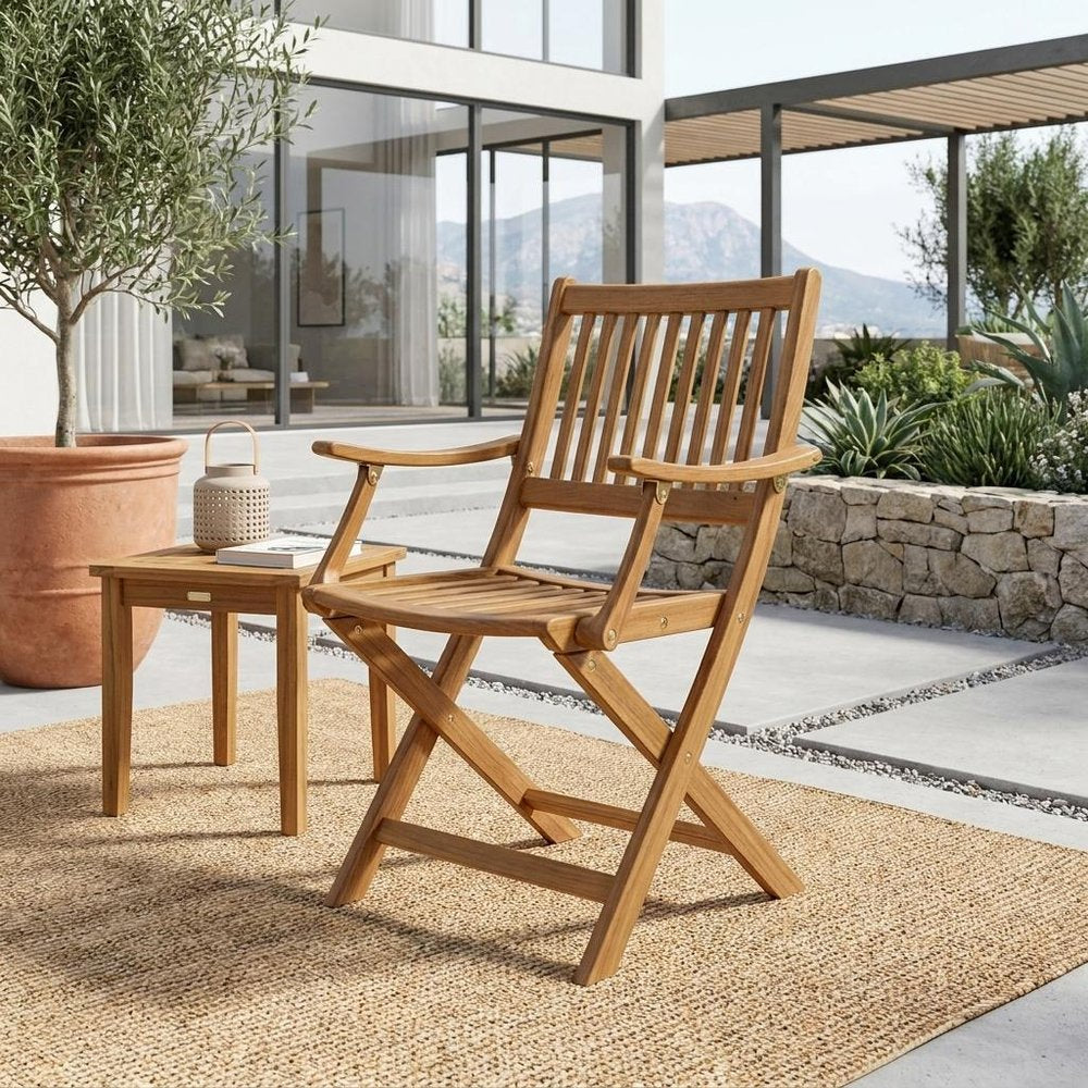 24" Brown Solid Wood Indoor Outdoor Deck Chair HomeRoots
