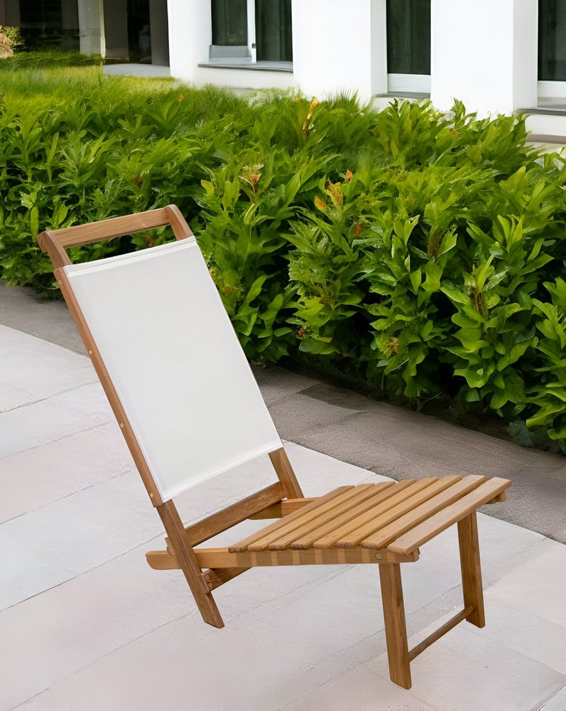 15" Brown and Natural Wood Solid Wood Outdoor Deck Chair HomeRoots
