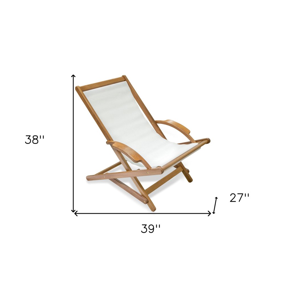 27" White and Natural Wood Solid Wood Indoor Outdoor Deck Chair HomeRoots
